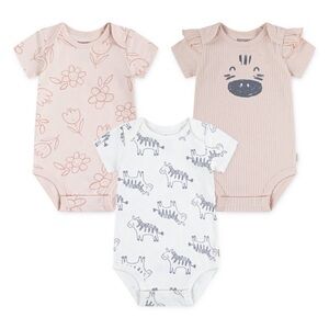 NWT Huggies Short Sleeve Bodysuits in Pink and White - 3M